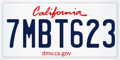 CA license plate 7MBT623