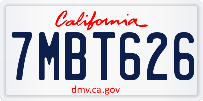 CA license plate 7MBT626
