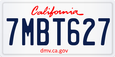 CA license plate 7MBT627