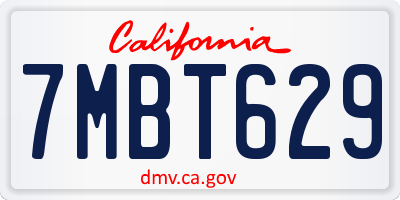 CA license plate 7MBT629