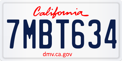 CA license plate 7MBT634
