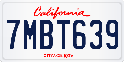 CA license plate 7MBT639