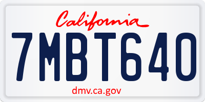CA license plate 7MBT640