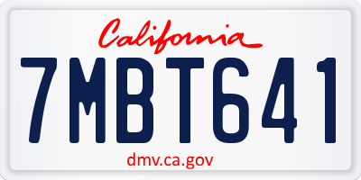 CA license plate 7MBT641