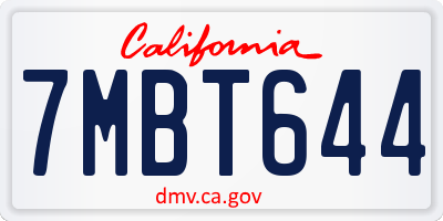 CA license plate 7MBT644