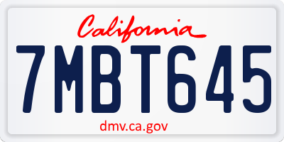CA license plate 7MBT645