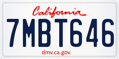 CA license plate 7MBT646