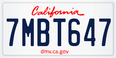 CA license plate 7MBT647