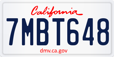 CA license plate 7MBT648
