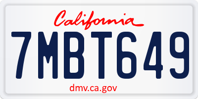 CA license plate 7MBT649