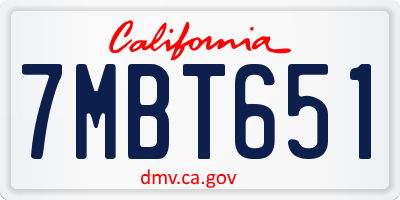 CA license plate 7MBT651