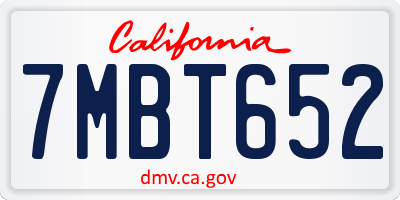 CA license plate 7MBT652