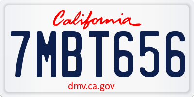 CA license plate 7MBT656