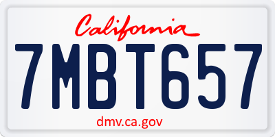 CA license plate 7MBT657