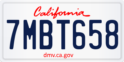 CA license plate 7MBT658