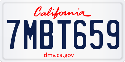 CA license plate 7MBT659