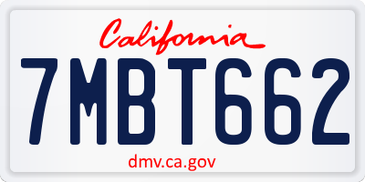 CA license plate 7MBT662