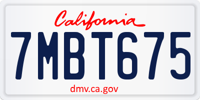 CA license plate 7MBT675
