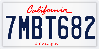 CA license plate 7MBT682
