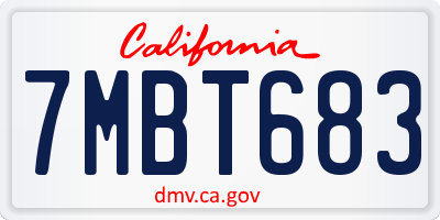 CA license plate 7MBT683