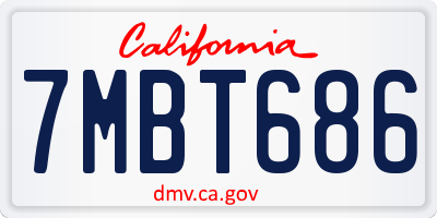 CA license plate 7MBT686