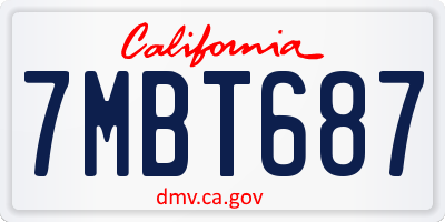 CA license plate 7MBT687