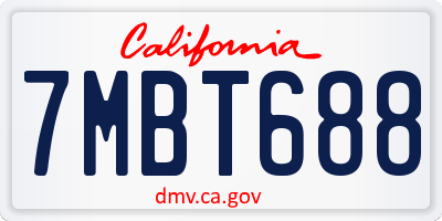 CA license plate 7MBT688