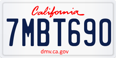 CA license plate 7MBT690