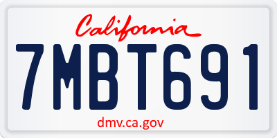 CA license plate 7MBT691