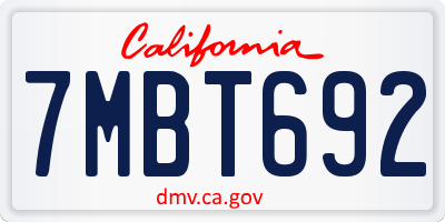 CA license plate 7MBT692
