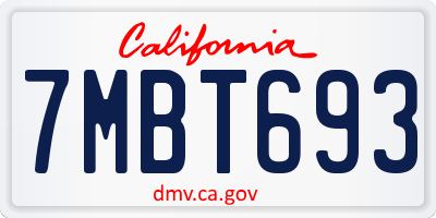 CA license plate 7MBT693