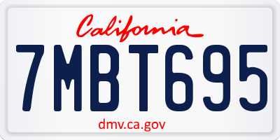 CA license plate 7MBT695