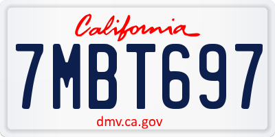 CA license plate 7MBT697