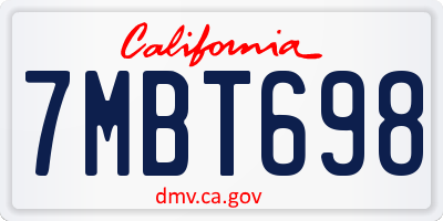 CA license plate 7MBT698