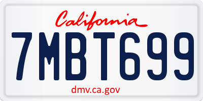 CA license plate 7MBT699