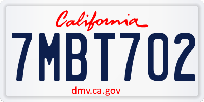 CA license plate 7MBT702
