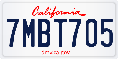 CA license plate 7MBT705
