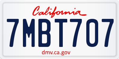 CA license plate 7MBT707