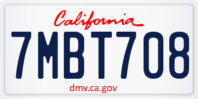 CA license plate 7MBT708