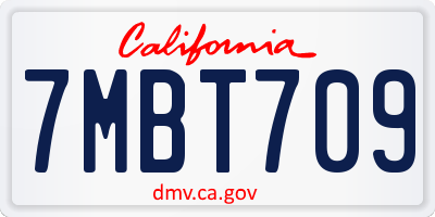 CA license plate 7MBT709