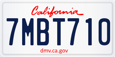 CA license plate 7MBT710
