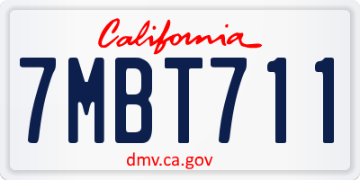 CA license plate 7MBT711