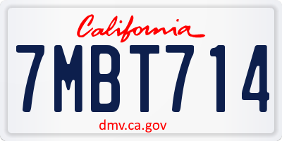 CA license plate 7MBT714
