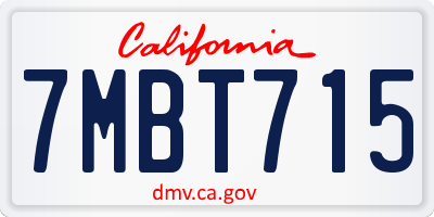 CA license plate 7MBT715