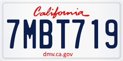 CA license plate 7MBT719