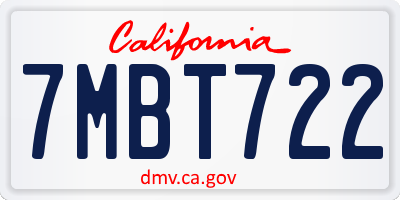 CA license plate 7MBT722
