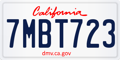 CA license plate 7MBT723