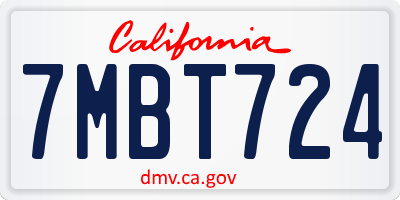 CA license plate 7MBT724