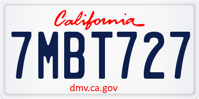 CA license plate 7MBT727