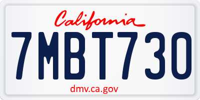 CA license plate 7MBT730